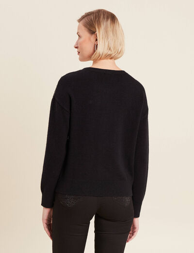 Pull manches longues sequins noir femme