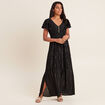 Robe longue droite fluide noir femme