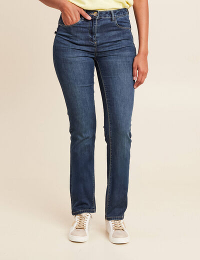 Jean coupe ajust&eacute;e long denim brut femme