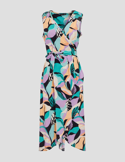Robe midi portefeuille bleu femme