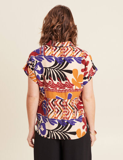 Chemise ample manches courtes multicolore femme