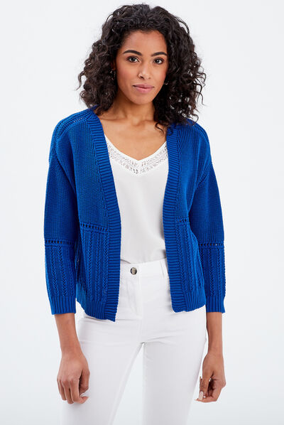 Gilet manches longues bleu electrique femme
