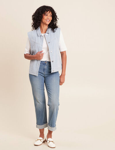 Veste sans manches en jean bleu femme