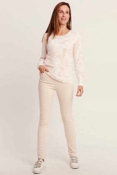 Pull manches longues beige femme
