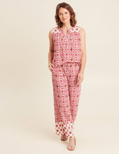 Blouse fluide sans manches rose femme