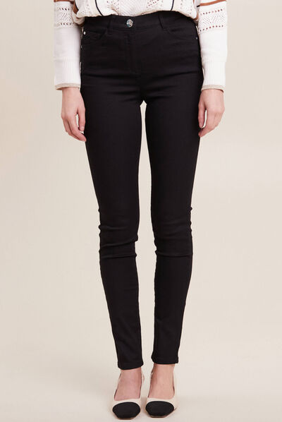 Pantalon léger taille haute long noir femme