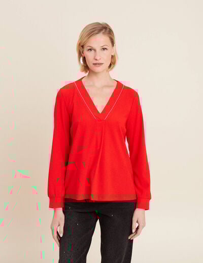 T-shirt manches longues orange foncé femme