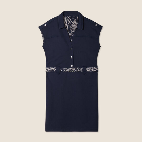 Robe droite réversible bleu foncé femme