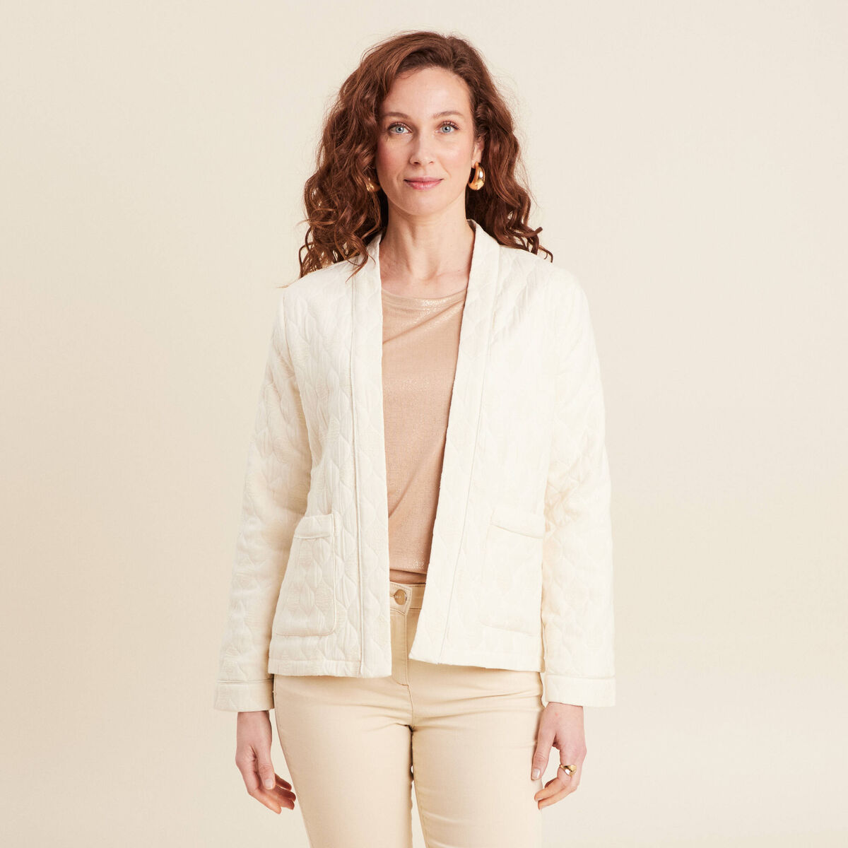 Veste matelassée ecru femme