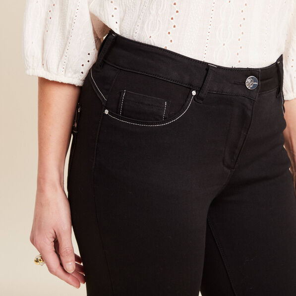 jean ajuste 78eme effet bi matiere noir femme Jean ajusté 7/8ème effet bi-matière noir femme