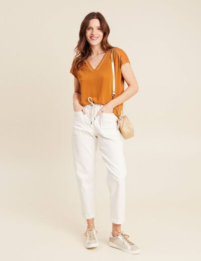 T-shirt manches courtes camel femme