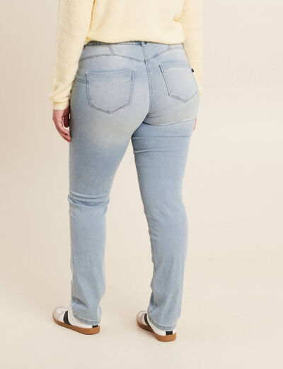 Jean coupe ajust&eacute;e long denim baby bleu femme