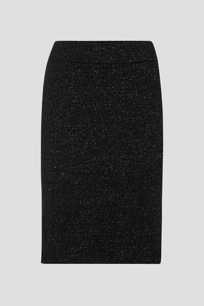 Jupe crayon tricotée noir femme