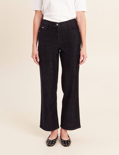 Jean taille haute en velours denim brut femme