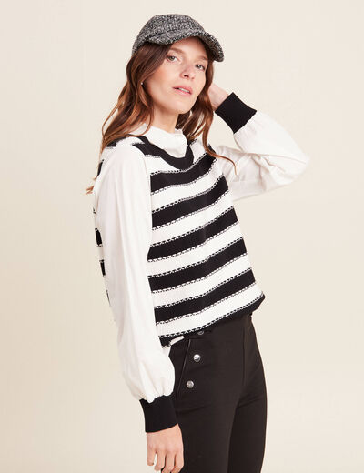 Pull manches longues blanc femme
