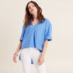 Blouse manches 3/4 bleu femme