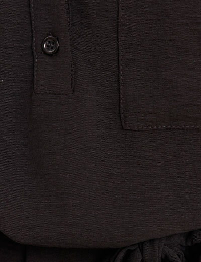 Robe droite courte manches courtes noir femme