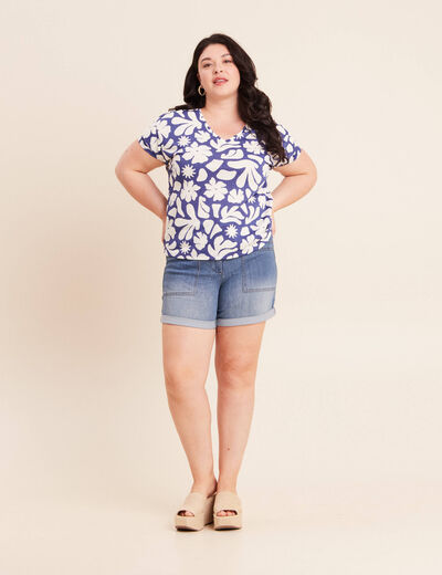 T-shirt manches courtes bleu femme