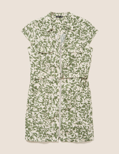 Robe droite zipp&eacute;e vert kaki femme