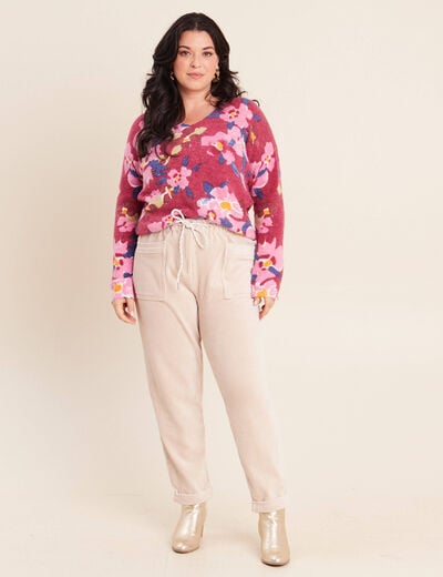 Pantalon coupe mom en velours sable femme