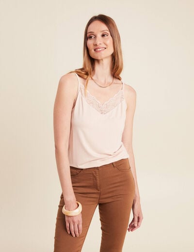 Débardeur thermo-douceur bretelles fines beige femme