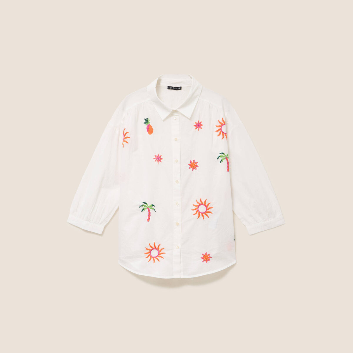 Chemise ample manches 3/4 col chemise ecru femme