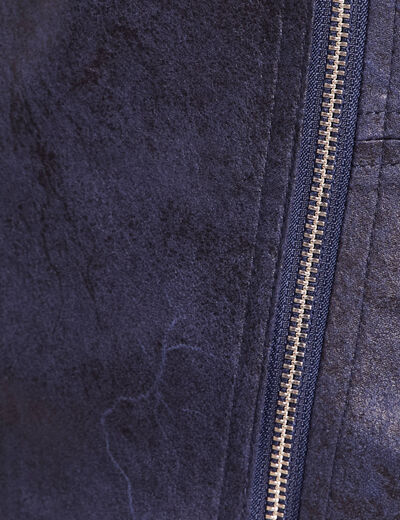 Veste droite zipp&eacute;e bleu fonc&eacute; femme