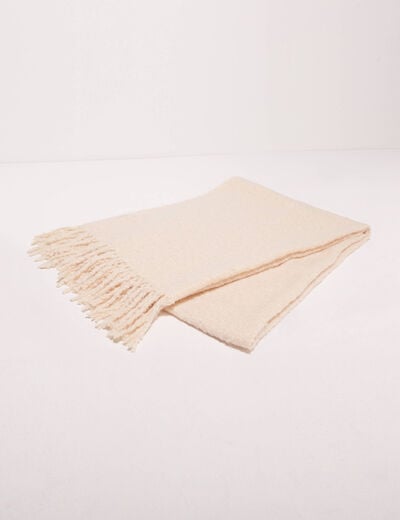 Écharpe à franges creme femme