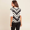 Gilet court droit col v en coton noir femme