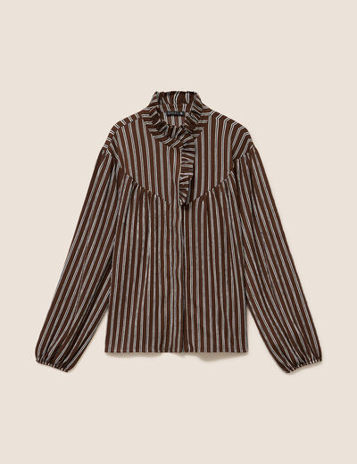Blouse droite manches longues marron femme