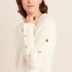 Pull manches boutonn&eacute;es jaune pastel femme