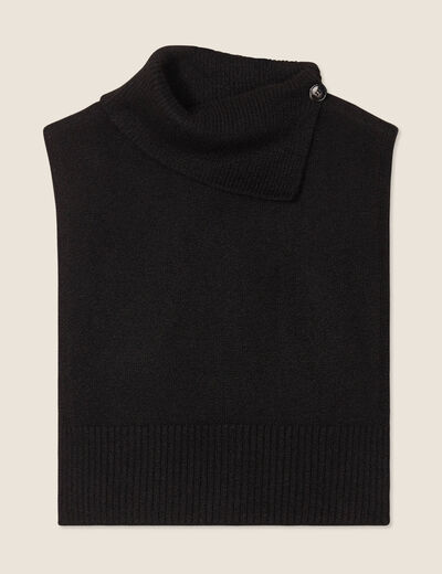 Plastron tricoté col boutonné noir femme