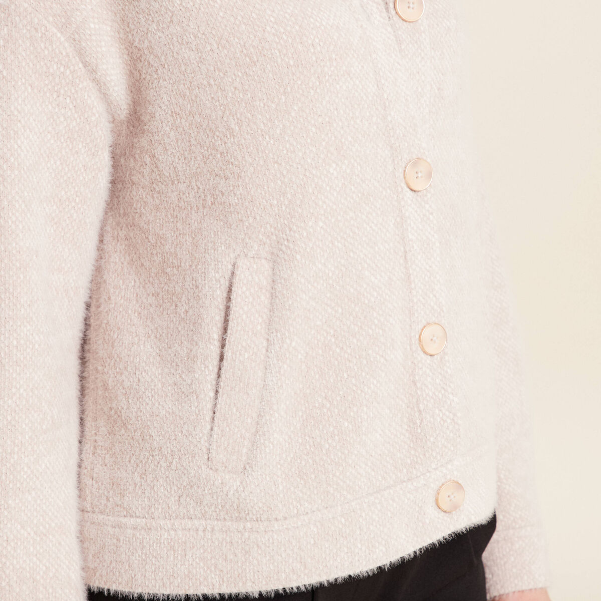Veste droite manches longues beige femme
