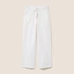 Pantalon large taille haute blanc femme
