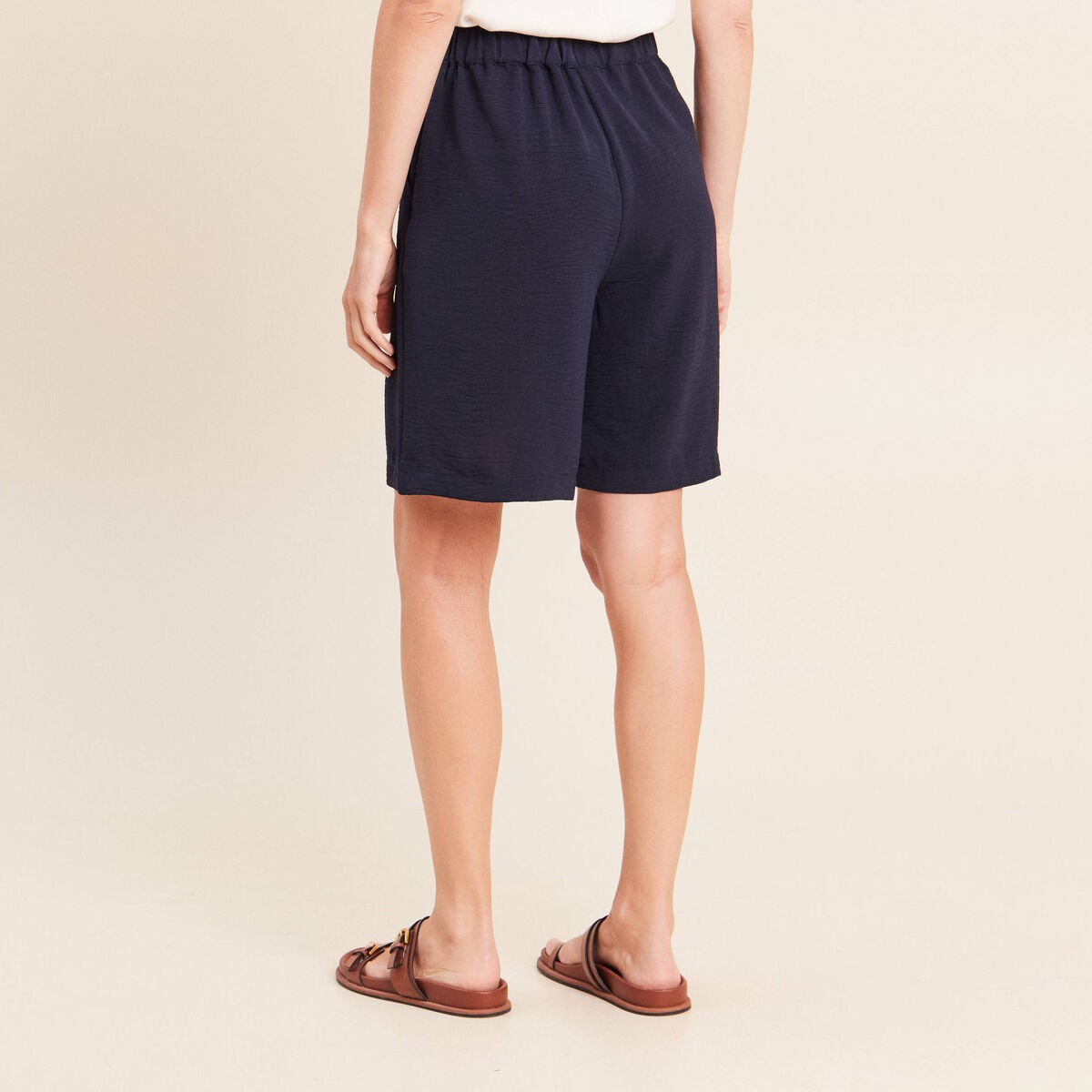 Bermuda bleu fonc&eacute; femme