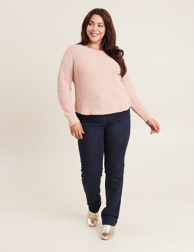Pull manches longues rose poudrée femme