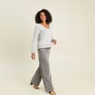 Pull col v &agrave; sequins gris clair femme