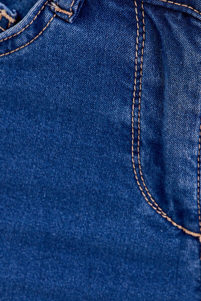 Pantacourt droit taille standard denim double stone femme