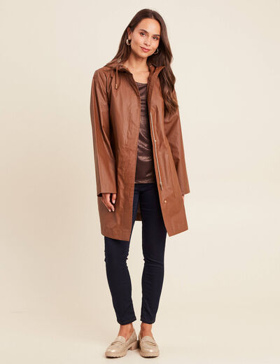Parka à capuche marron foncé femme