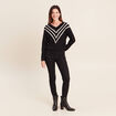 Pull col v noir femme