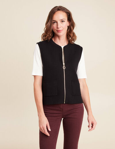 Gilet droit court sans manches noir femme