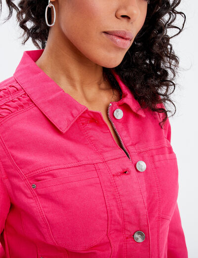 Veste droite boutonnée rose framboise femme