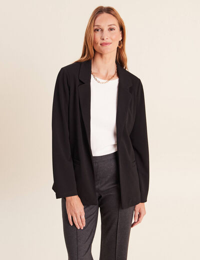 Blazer col tailleur doubl&eacute; noir femme