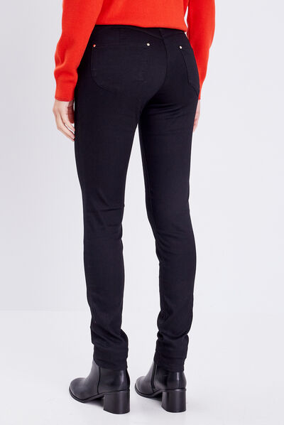 Pantalon ajusté à pont noir femme