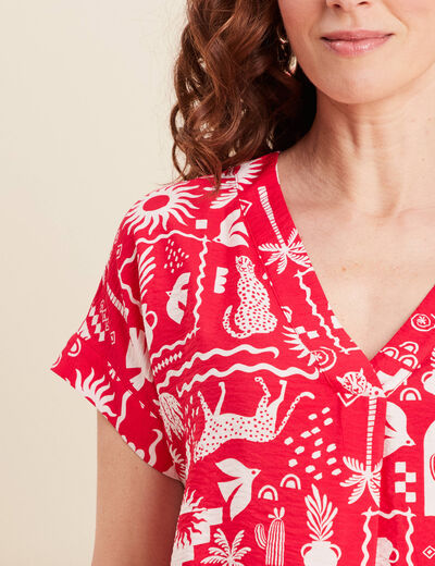 Blouse manches courtes rouge femme