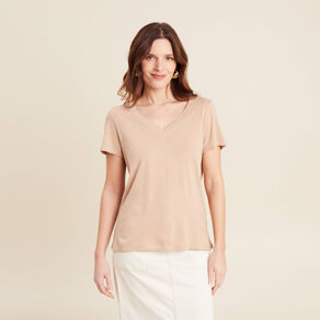 T-shirt manches courtes sable femme