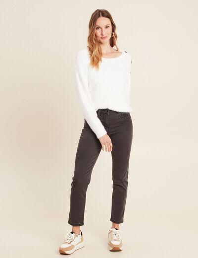 Jean ajusté taille basse denim gris femme
