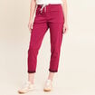 Pantalon coupe mom 7/8&egrave;me rouge fonc&eacute; femme