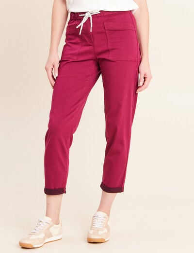 Pantalon coupe mom 7/8&egrave;me rouge fonc&eacute; femme