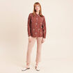 Chemise fluide brod&eacute;e manches longues marron femme